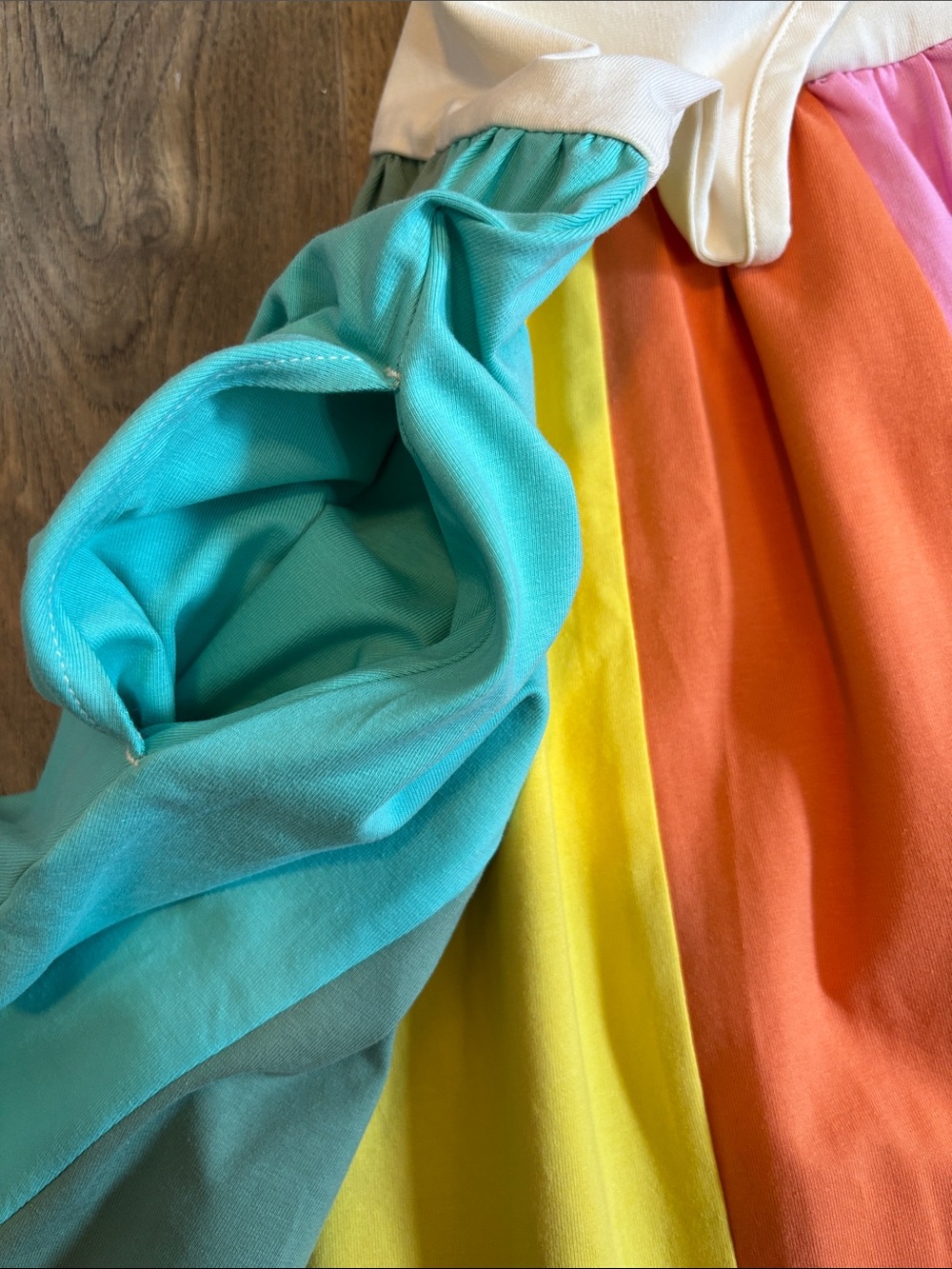 NWOT- Hanna Andersson Girls Rainbow Stripe Tank Dress - White Top - Picture 3 of 5